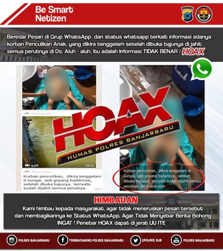 Berita Hoax Penculikan Anak Beredar, Ini Penjelasan Polres Banjarbaru