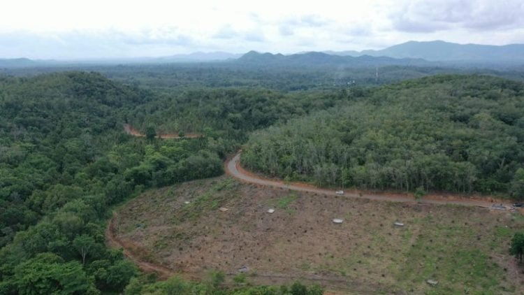 Jalan Yang Di Buat Oleh Satgas TMMD Di Desa Biih Saat Dipantau Dari Udara