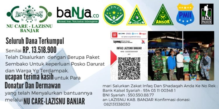 NU Care – Lazisnu Kabupaten Banjar Sudah Salurkan Bantuan Untuk Korban Kebakaran Di Kotabaru