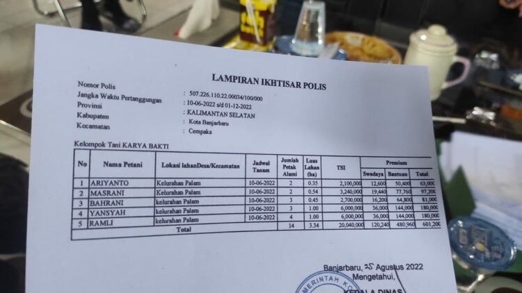Asuransi Usaha Tani Padi Banjarbaru Disinyalir Bermasalah, Petani : Kami Belum Dibayar!