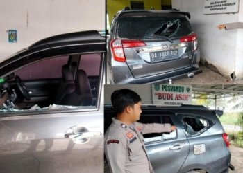 Gara Gara Slip Gaji, Mobil Pembakal Banua Anyar Dirusak Oleh Oknum Aparat Desa