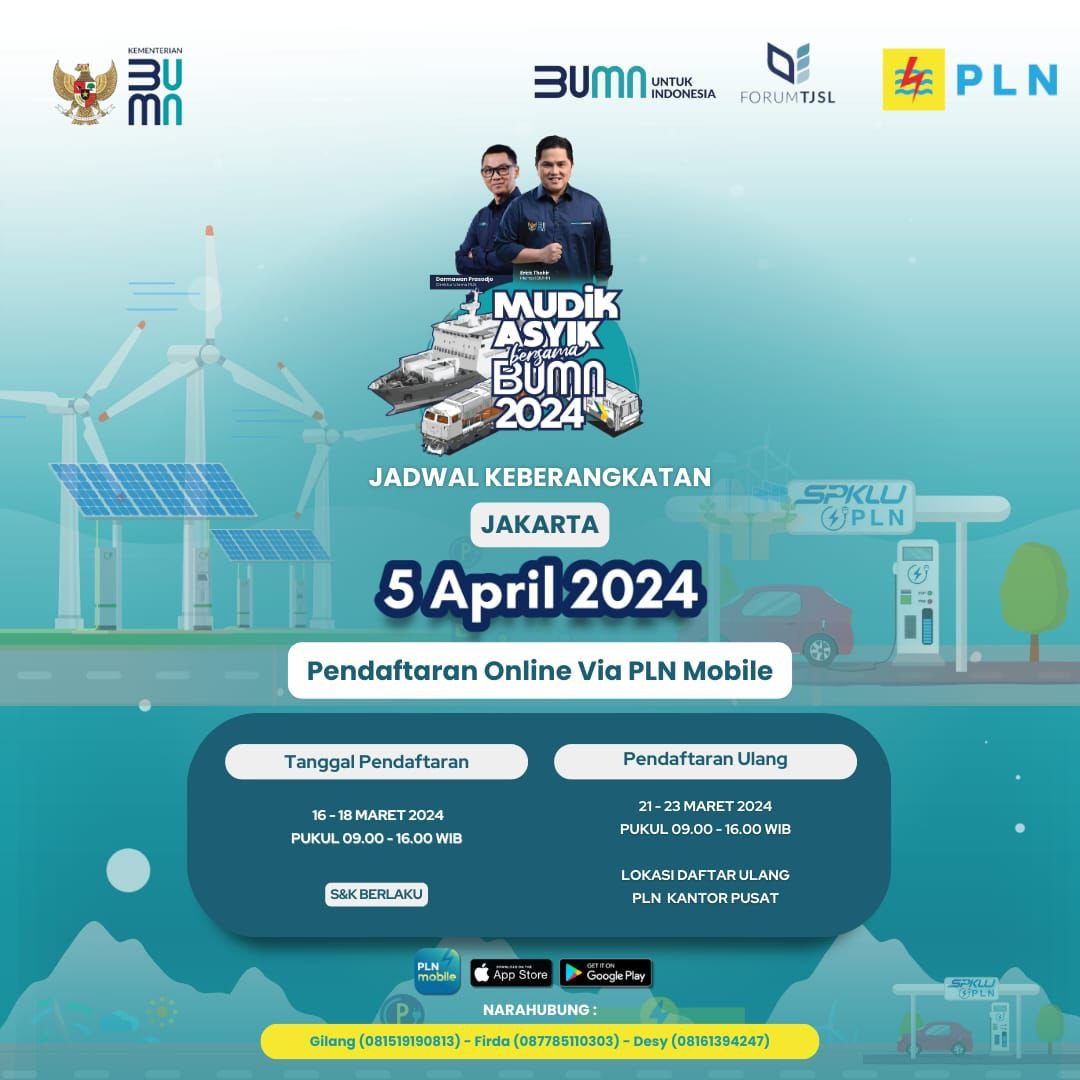 PLN Gelar Mudik Bersama BUMN 2024, Begini Cara Daftar dan Tahapannya