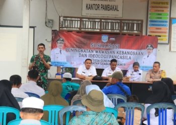 Penguatan Ideologi Pancasila, Pasiterdim Berikan Wasbang Kepada Aparat Desa Gunung Batu