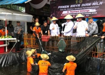 Warga Binaan Lapas Narkotika Karang Intan Panen Satu Ton Ikan Nila, Berapa Yang Dihasilkan?