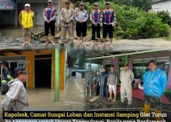 Kapolsek Terjun Kelapangan Pantau Banjir Di Sekitar Wilayah Kecamatan Sungai Loban