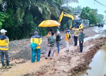 Bupati Kotabaru Pantau Perbaikan Jalan Longsor