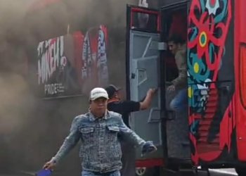 Bus Yang Ditumpangi Pembakal Di Kabupaten Banjar Terbakar Di Jakarta