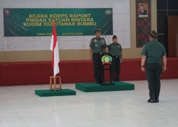 Kodim 1022 Tanbu Pimpin Upacara Korps Pelepasan Bintara Pindah Satuan