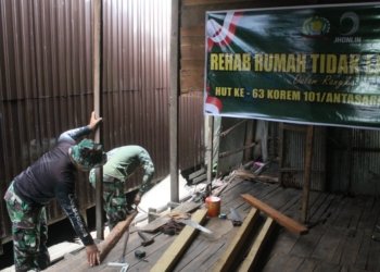 Kodim 1022 Tanbu Bantu Rehab Rumah Warga yang Tidak Layak Huni