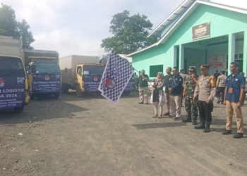 4 Buah Truk Dilepas Untuk Pengantaran Logistik Pilkada Di 3 Kecamatan Di Kabupaten Banjar