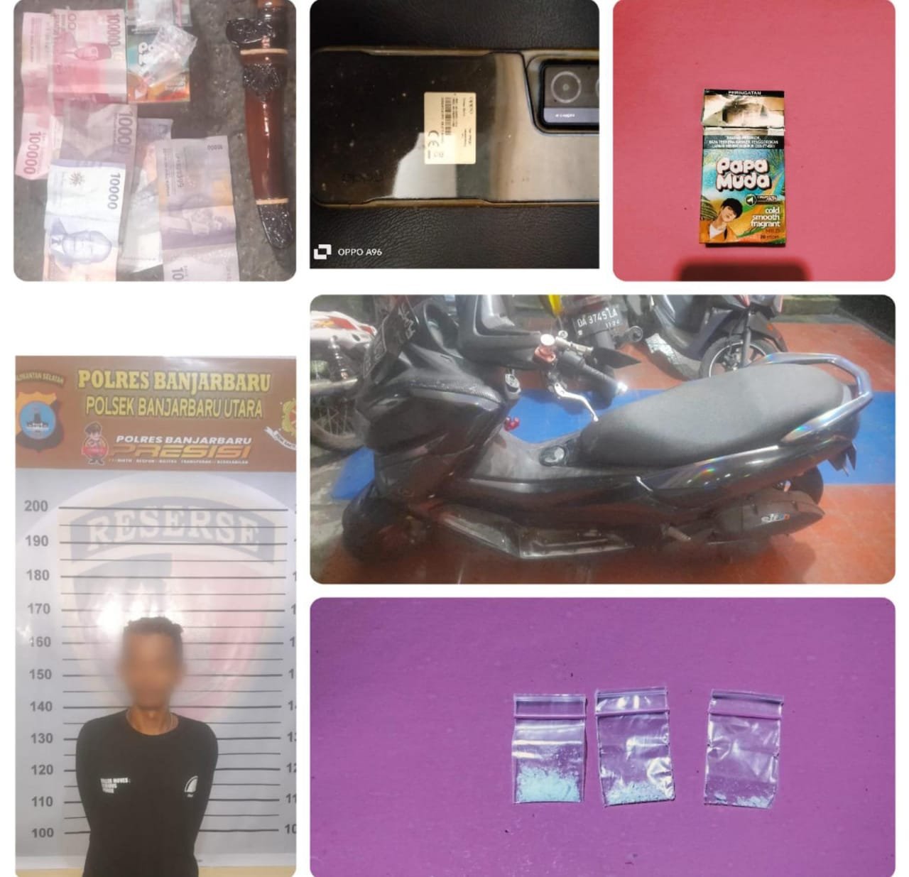Unit Reskrim Polsek Banjarbaru Utara Berhasil Sita Tiga Paket Sabu dan Sebilah Sajam