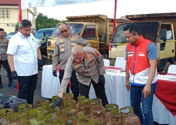 Jual Diatas HET, Polda Kalsel Sita Ratusan Tabung Gas LPG 3 Kilogram