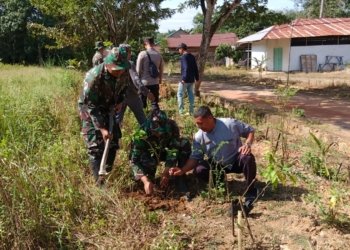 TNI dan Warga Bersatu Hijaukan Desa: Koramil 03/Simpang Empat Tanam Pohon Wujudkan Lingkungan Asri dan Sehat