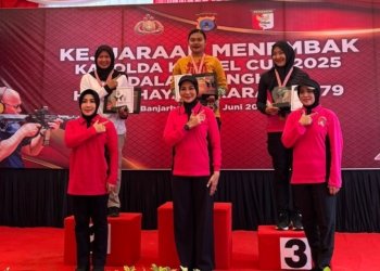 Polwan Polres Banjar Raih Juara di Kejuaraan Menembak “Kapolda Kalsel Cup 2025” dalam Rangka Hari Bhayangkara ke-79