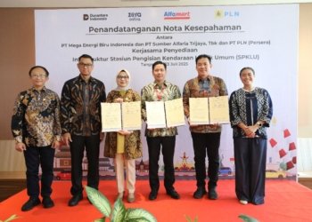 PLN, MEBI, dan Alfamart Kolaborasi Kembangkan Infrastruktur SPKLU
