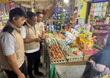Pantau Bapokting, Satgas Pangan Polda Kalsel Sidak Pasar Ahad Kertak Hanyar