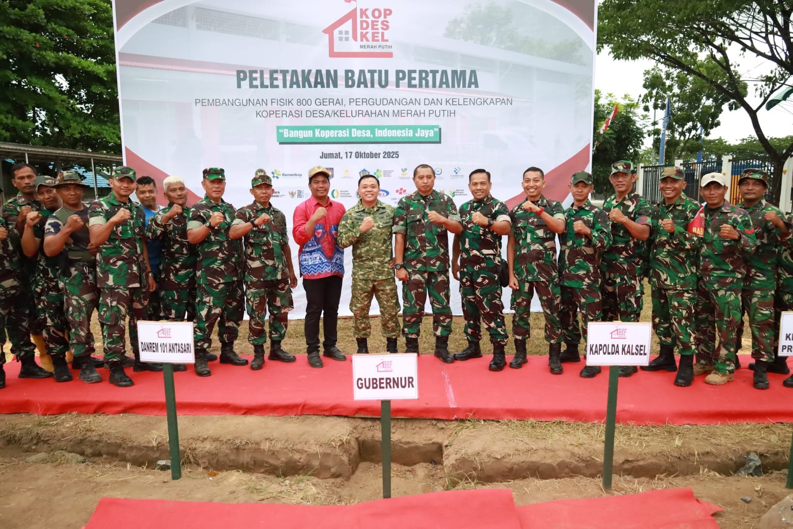 Kodim 1006/Banjar Dukung Peletakan Batu Pertama 800 Gerai Koperasi Merah Putih di Kabupaten Banjar