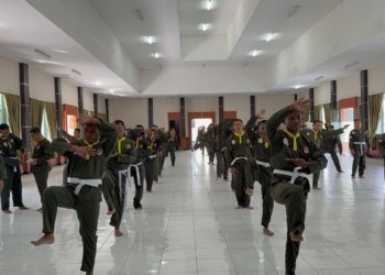 Kodim Tanah Bumbu Bina Seluruh Anggotanya Latihan Pencak Silat Militer