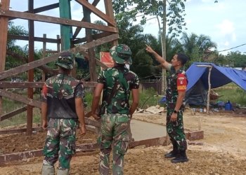 Tinjau Progres Pembangunan Ke Desa Rejosari, Dantsagas Turun Beri Semangat Anggotanya