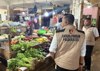 Satgas Pangan Polda Kalsel Sidak Pasar Ahad Kertak Hanyar, Pastikan Harga dan Stok Sembako Stabil