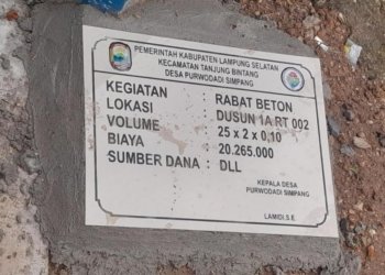 Rabat Beton Rp20 Juta Dikerjakan Sehari, Warga Lampung Selatan Curiga Mark Up