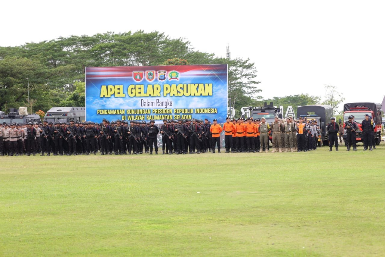Pastikan Keamanan Kunjungan Presiden RI, Ribuan Personel Gabungan Ikuti Apel Gelar Pasukan VVIP di Kalsel