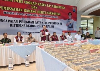 Polda Kalsel Musnahkan 75,2 Kg Sabu dan 15.742 Ekstasi, Bongkar 45 Kasus Narkoba
