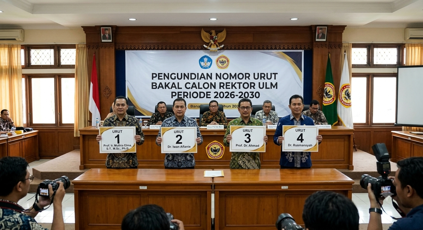 Panitia Pemilihan Rektor ULM Tetapkan Nomor Urut Empat Bakal Calon Periode 2026-2030