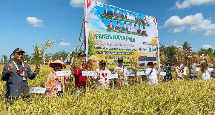 Ketua DPRD Kapuas Apresiasi Petani Saat Panen Raya Bersama Gubernur Kalteng di Desa Terusan Mulya