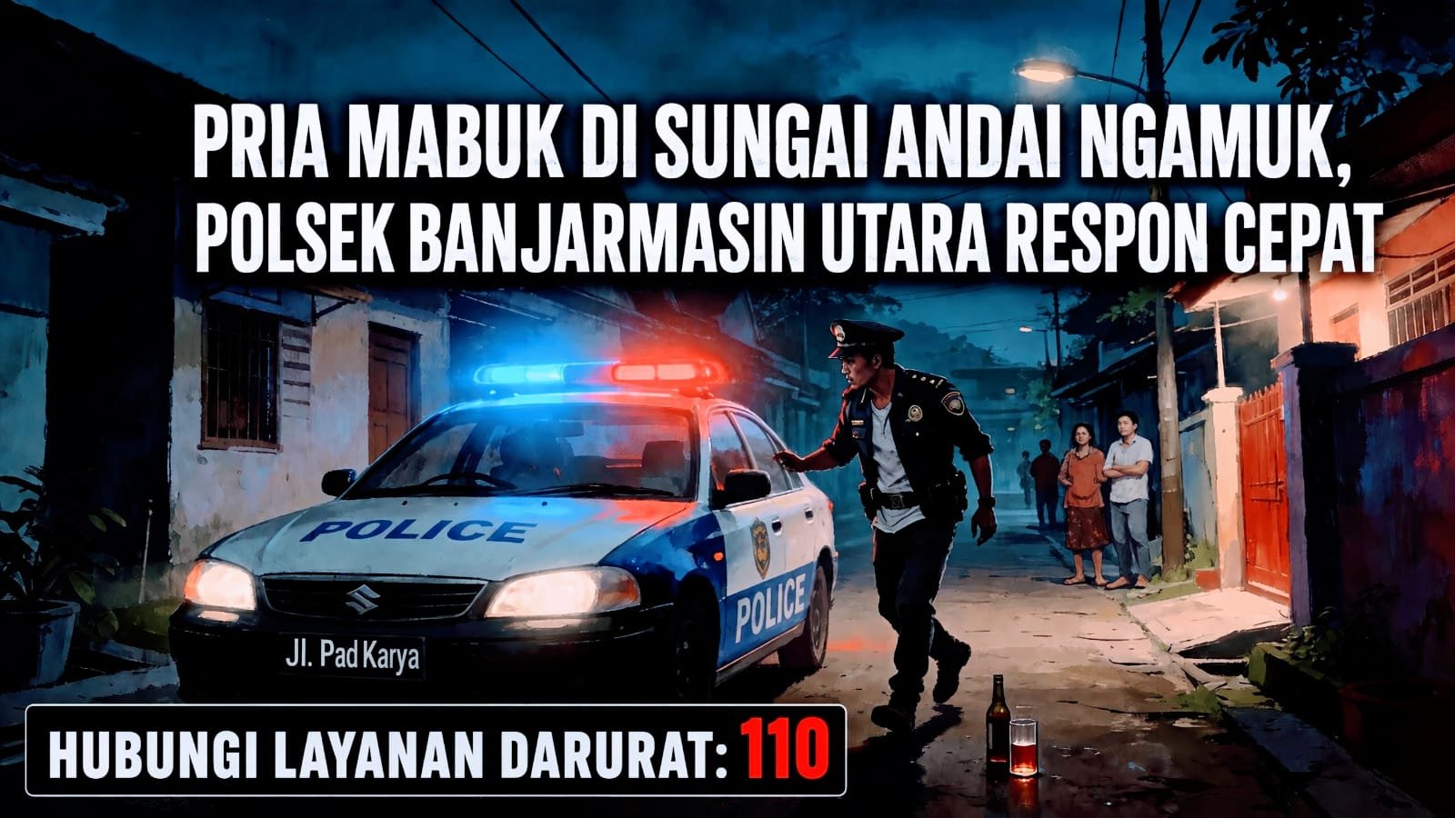 Pria Mabuk Di Sungai Andai Ngamuk, Polsek Banjarmasin Utara Respon Cepat Laporan 110