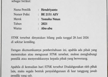 PENGUMUMAN KEHILANGAN STNK