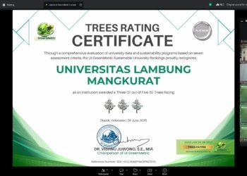 ULM Raih Sertifikat ‘Three Trees Rating’ Platinum dari UI GreenMetric
