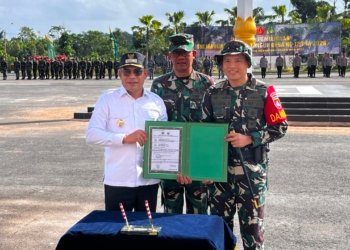 Tingkatkan Infrastruktur Desa Tanjung Lalak Selatan,Pemkab Kotabaru Resmi buka TMMD ke 129