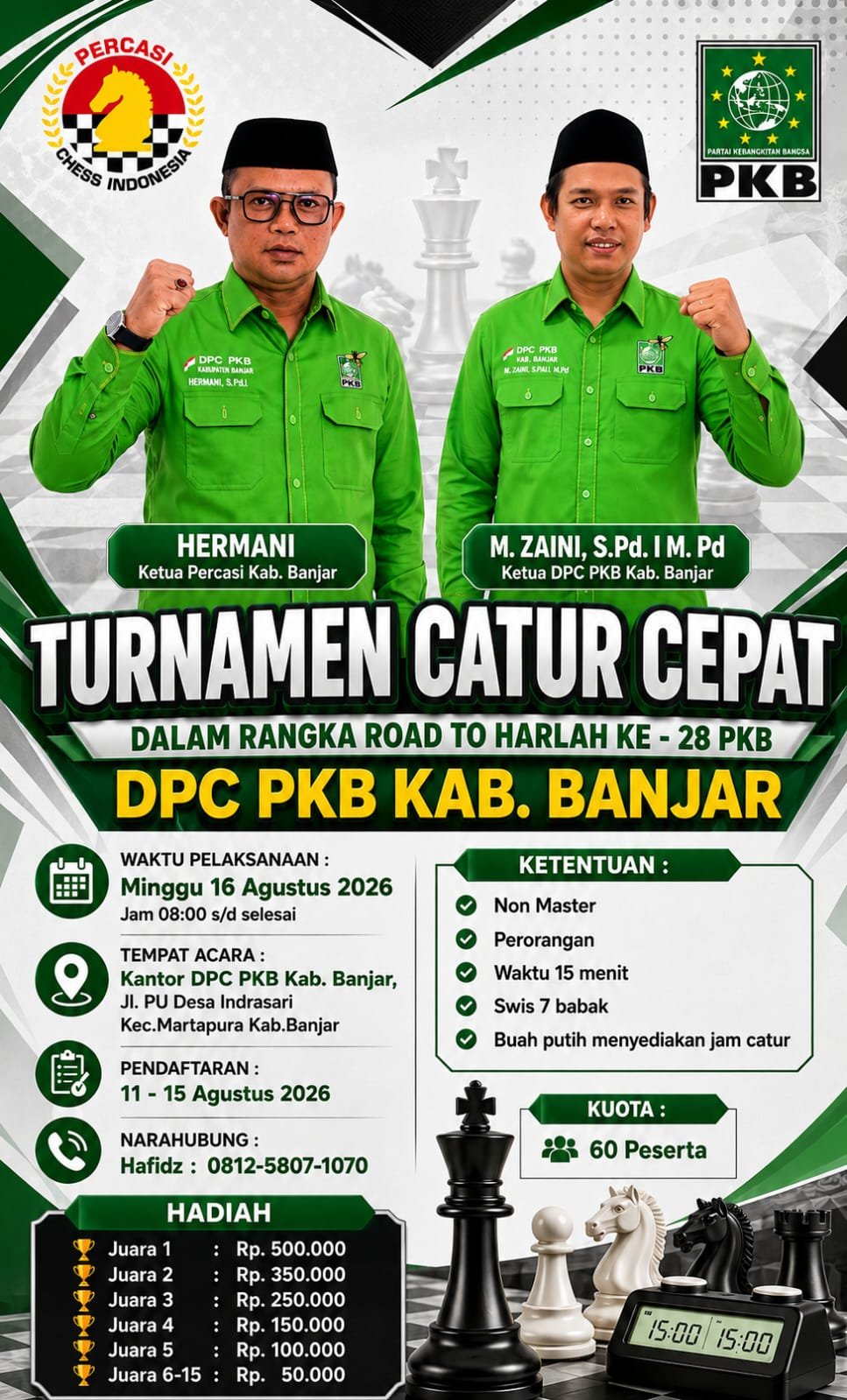Road to Harlah ke-28 PKB, DPC PKB Banjar Gelar Turnamen Catur Cepat Berhadiah