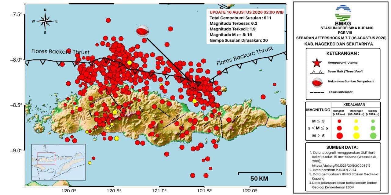 Gempabumi Tektonik M6,2 Di Teluk Tomini, Sulawesi Tengah Tidak Berpotensi Tsunami