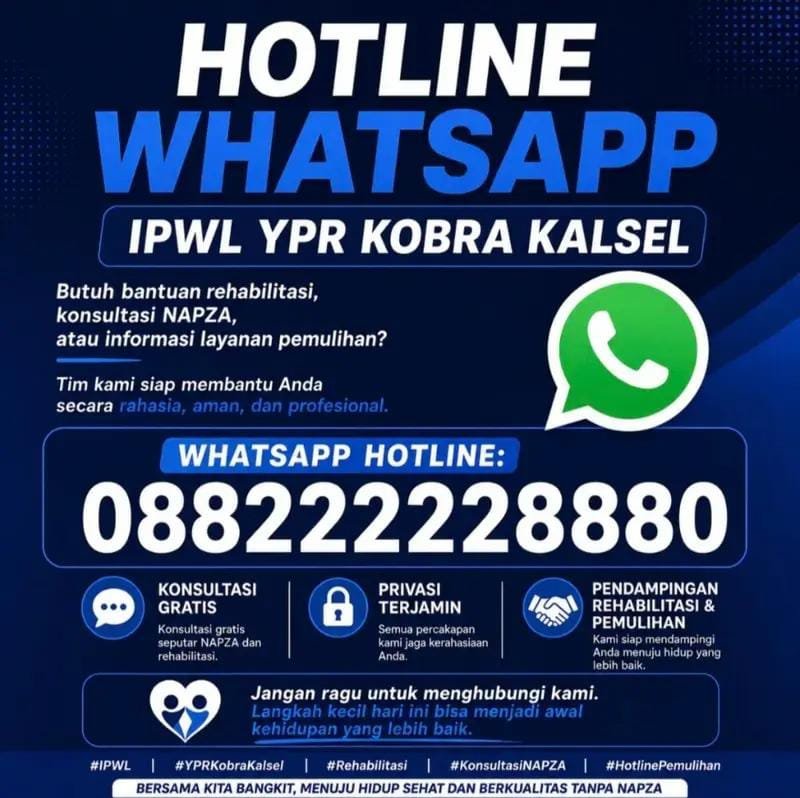 Butuh Konsultasi NAPZA? IPWL YPR Kobra Kalsel Buka Hotline WhatsApp Gratis