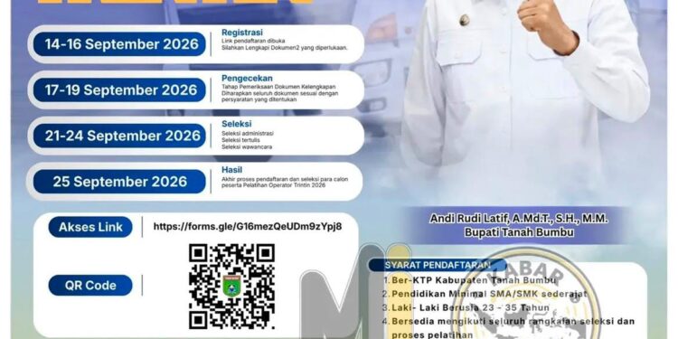 Bupati Tanah Bumbu Buka Pelatihan Operator Trintin Gratis 2026, Cek Syarat dan Jadwal Drafnya