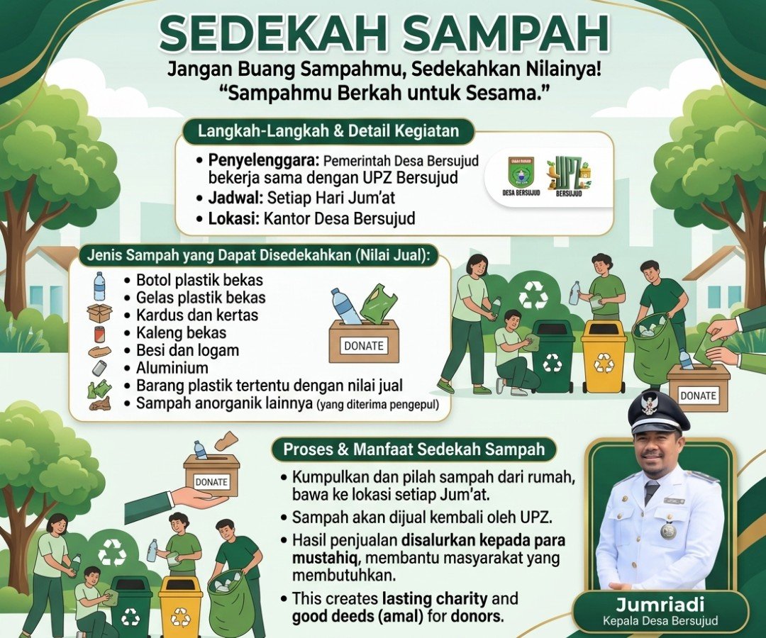Ubah Sampah Jadi Berkah, Pemerintah Desa Bersujud Bersama UPZ Luncurkan Program “Sedekah Sampah”