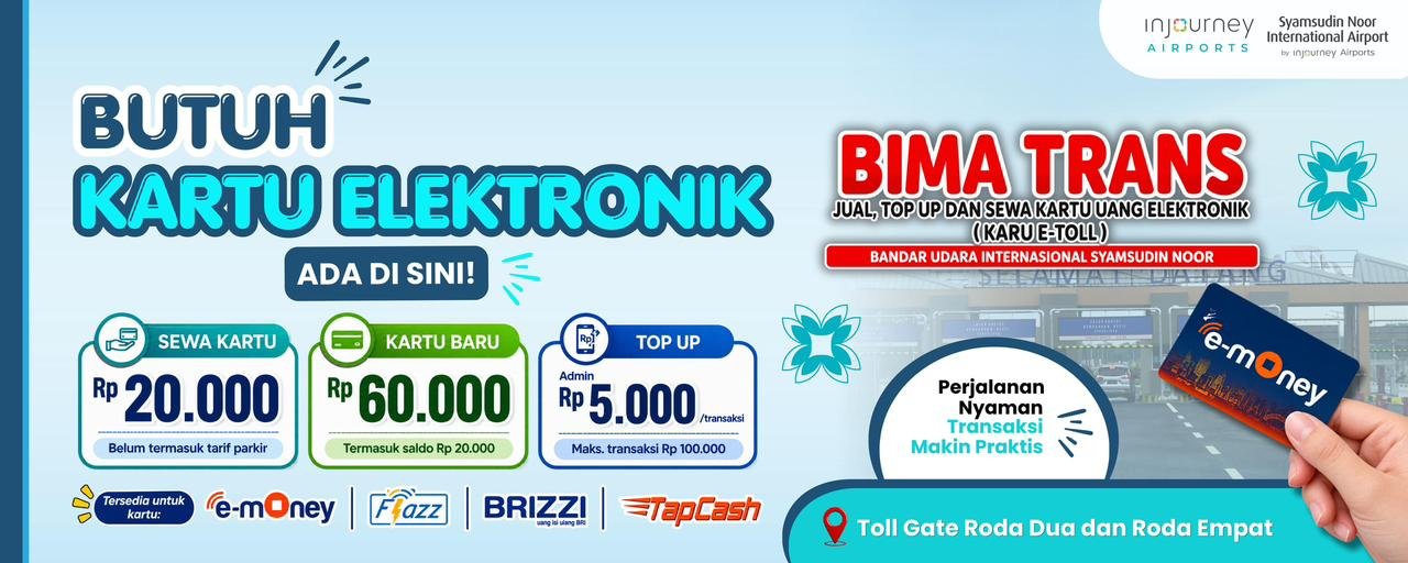 Bandara Internasional Syamsudin Noor Siapkan Layanan Top-Up Kartu Elektronik