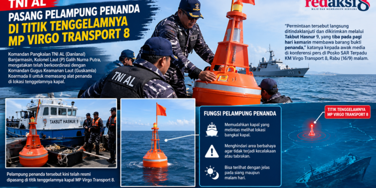 TNI AL Pasang Pelampung Penanda di Titik Tenggelamnya MP Virgo Transport 8